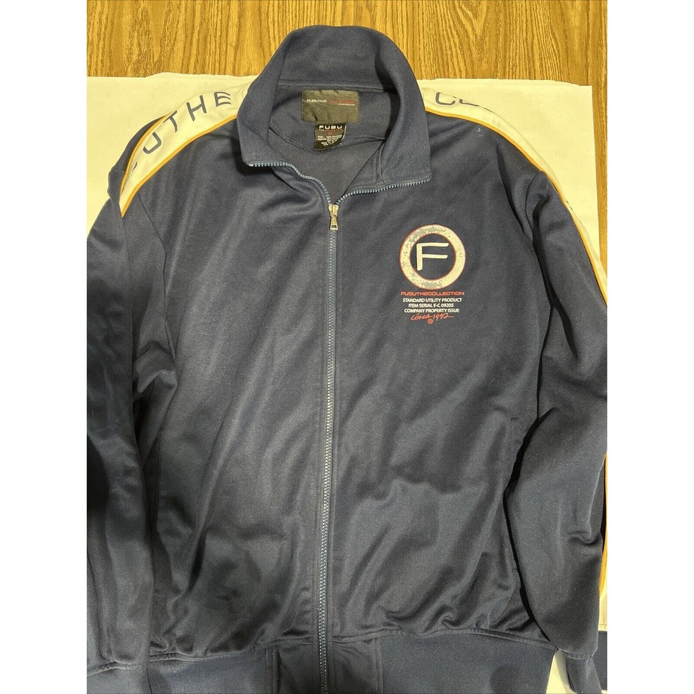 FUBU Athletic Vintage Y2K Black Full Zip Windbreaker Jacket Men's Size XL